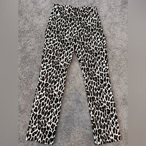 NWT J Crew Remi Cropped Pants, Leopard, Ivory/Pecan, Size 8 Tall